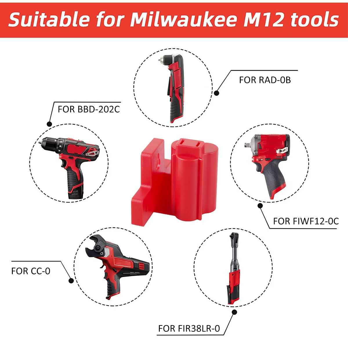 8/4 Packs Tools Power Battery Mounts Storage for Milwaukee M12 12V Holder Drill Tools Holder Wall Mount Storage Bracket Base