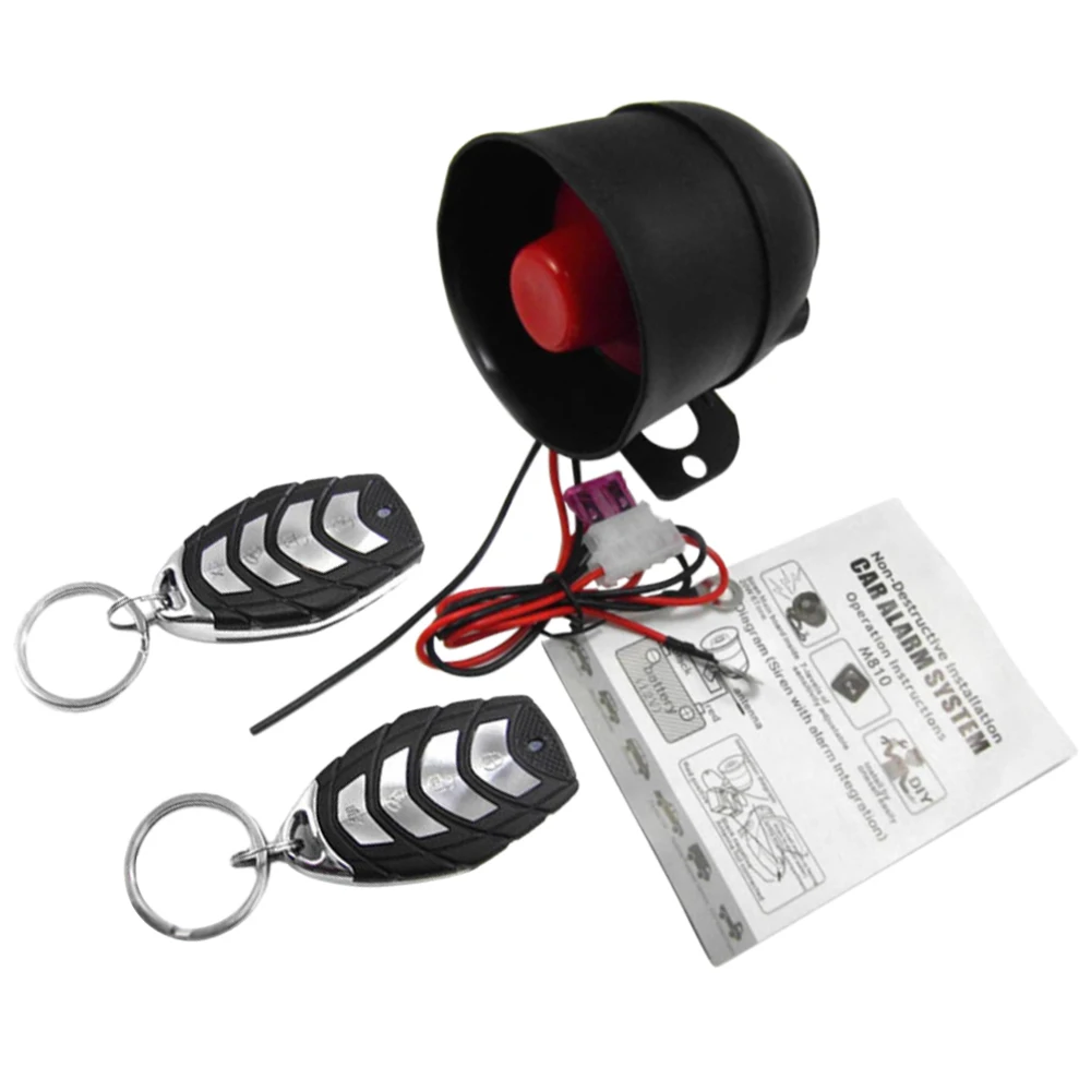 1 Set Black Car Alarm Device 12V Security Siren With 2 Remotes Universal For Sedan SUV Truck Car Accessories Exterior