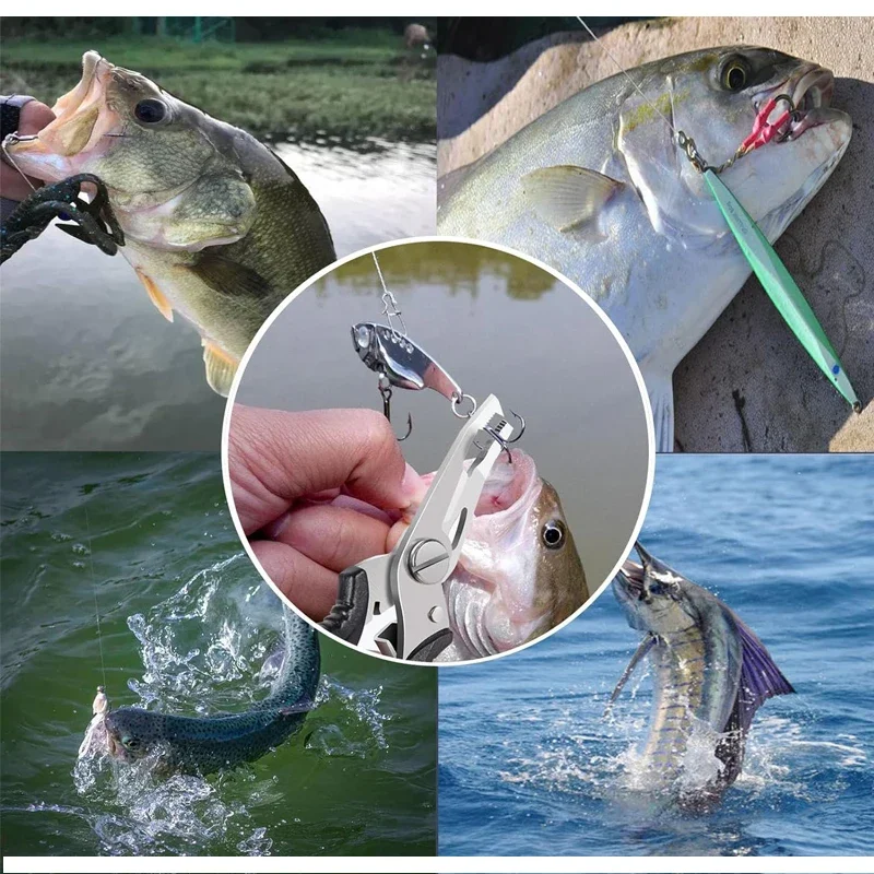 Alicates de pesca de acero inoxidable, abridor de anillos divididos, pinza de labios, Kit de herramientas resistentes al agua salada, tijeras, removedor de anzuelos, cortador de línea, nuevo