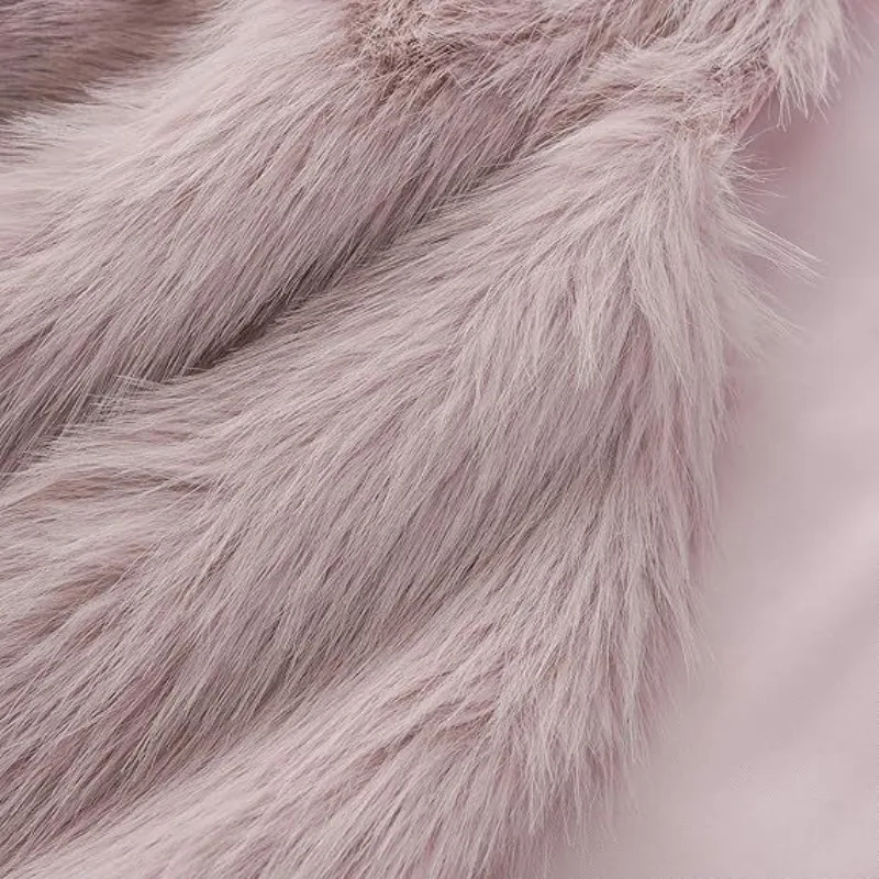 Kardigany Pluszowy Płaszcz Dekolt Okrągły Krótki Luźny Jednolity Futrzany Płaszcz Puszysty Biały Luksusowy Elegancki Sztuczne Futro Królicze Kurtka Casualowy Top Damski