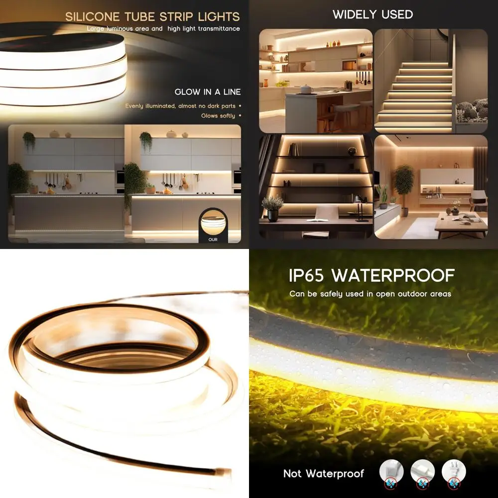 

Flexible 98.4ft Warm White LED Strip Lights, 3000K, 110-120V Waterproof for Indoor & Outdoor Decor
