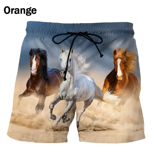 

New Fashion 3d Horse Racing Print Shorts Cute Funny Animal Creative Casual Beach Shorts