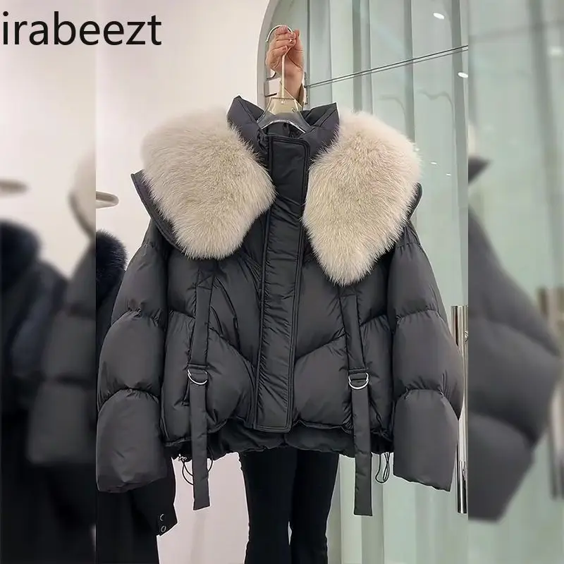 2024 Winter New Fashion Loose Thick Cotton-padded Jacket Foreign Style Fur Collar Small Thin Female Ropa De Invierno Mujer