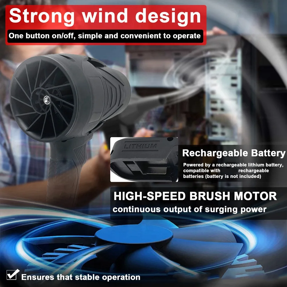 Powerful  Air Blower Turbo Fan with Thrust 500g to Cleaning Fallen Leaves, Snow and Sand with 21V Makita Battery view 3