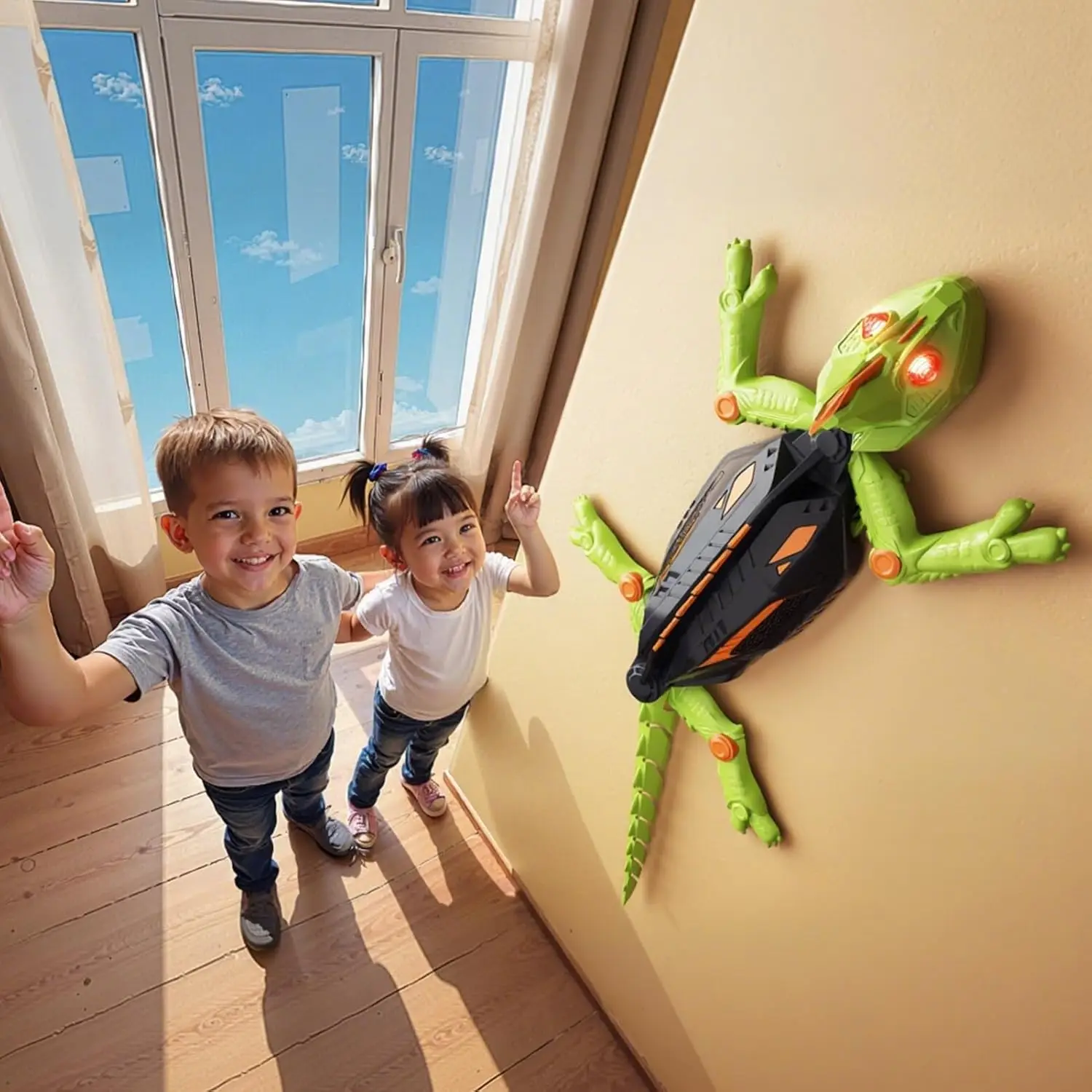 Wandkletterender Gecko, Leuchtendes Eidechsen-Wandkriechtier, Ferngesteuertes Eidechsen mit LED-Augen, 360 ° Rotierender Elektrischer Reptilien-Roboter für Boden und Wand, Weihnachts- und Geburtstagsgeschenk – Detail 6