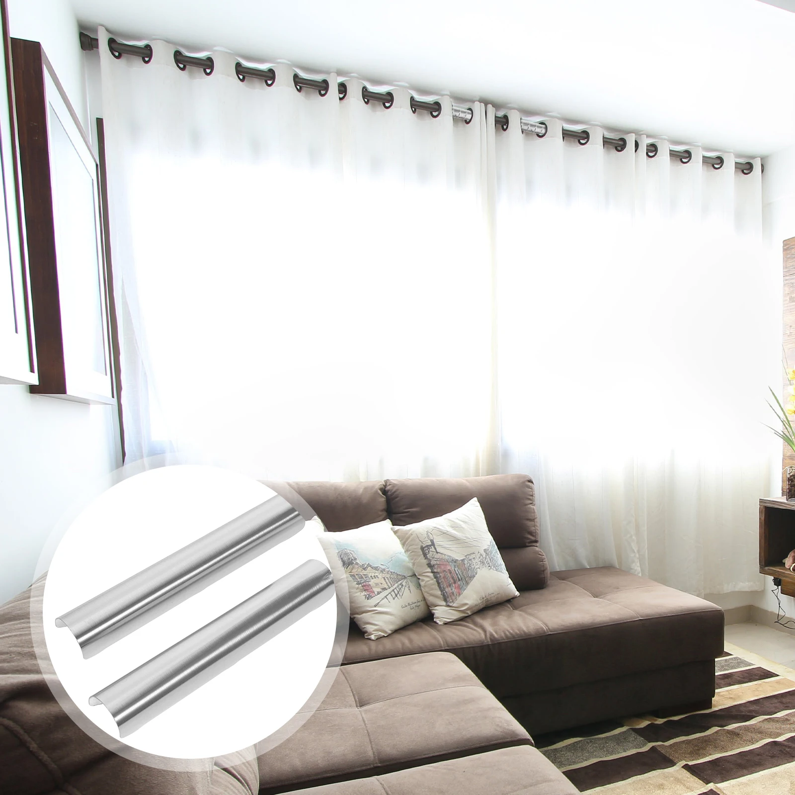 

10Pcs Curtain Track Connector for 28Mm Roman Rod Heavy Duty Metal Joints Seamless Living Room Bedroom Decoration