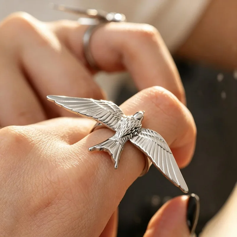 1/2pcs Open Dove Ring Adjustable Bird Finger Ring Peace Freedom Symbol Trendy Fashion Jewelry Party Gifts Women Men Couples
