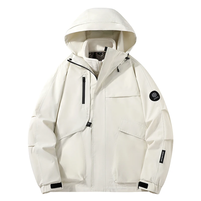 

Winter Outdoor Cycling Sports Leisure Trendy Neutral Waterproof Windproof Jacket Comfortable Versatile Plus Velvet Two Piece Set