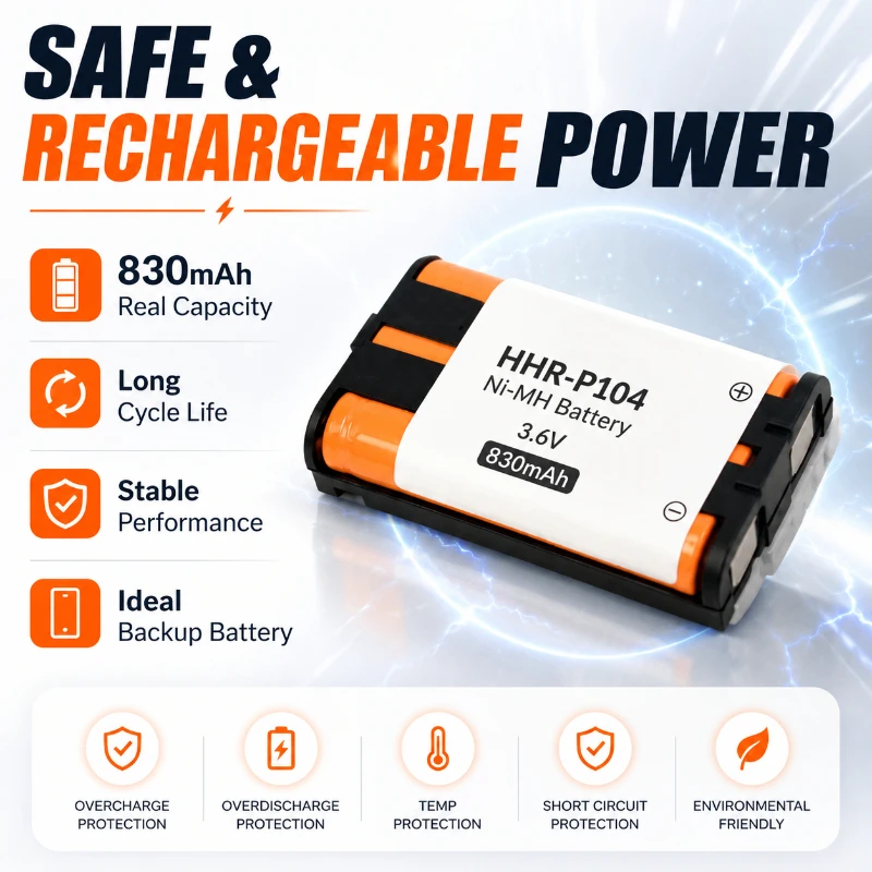 830mAh HHR-P104 Nickel Hydrogen NI-MH 3.6V Rechargeable Battery Pack for Cordless Telephone Mother and Child Telephone Battery