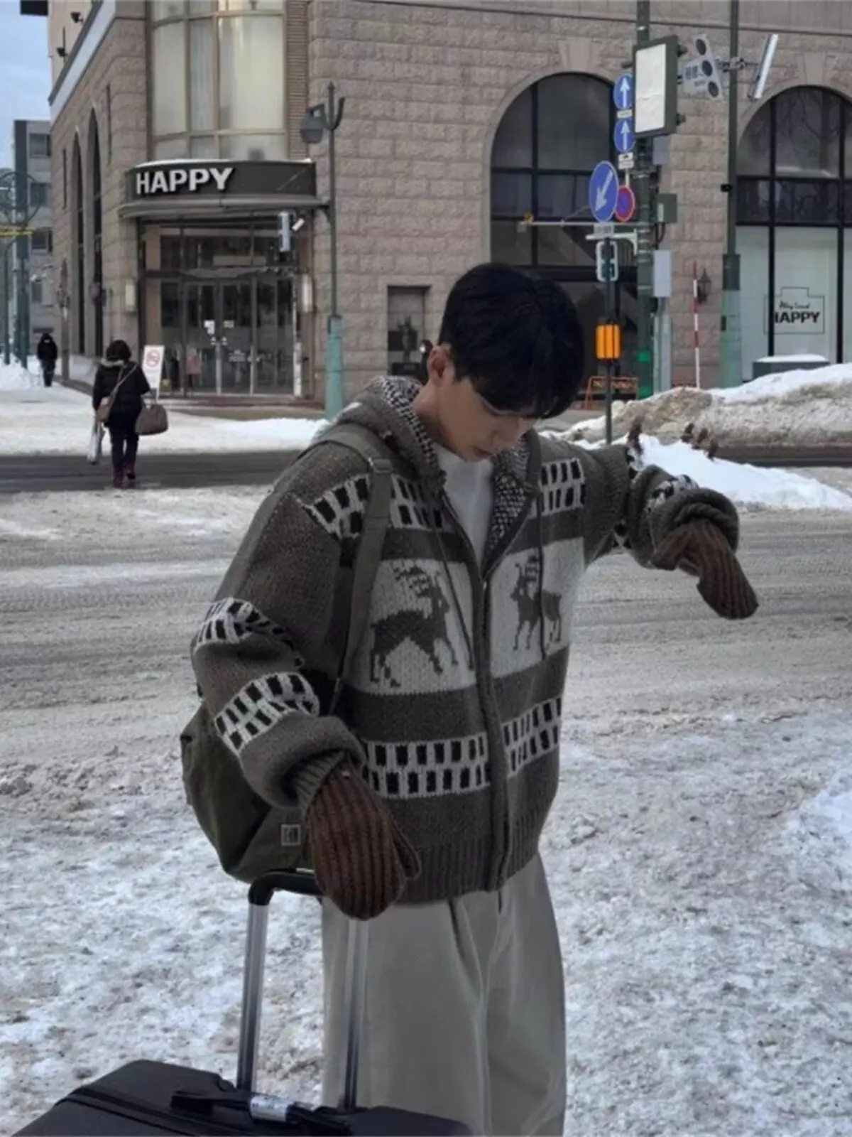 

Fair Island Pattern French Retro Jacquard Knitted Cardigan 2025 Early Spring Loose Fluffy Wool Sweater Coat