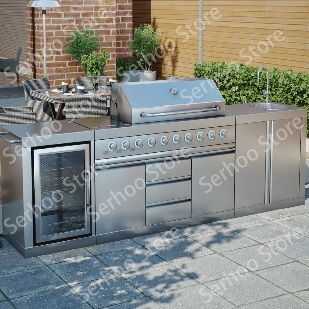 2024 stainless steel outdoor kitchen with sink and grill wholesale outdoor kitchen cabinet bbq