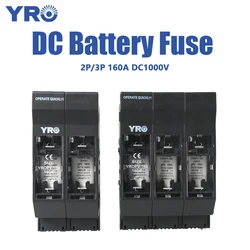 Battery Fuse Disconnector 2P 3P 160A DC1000V Solar PV Knife Type Fuse Base  Fuse Holder NH00 Panel mounting