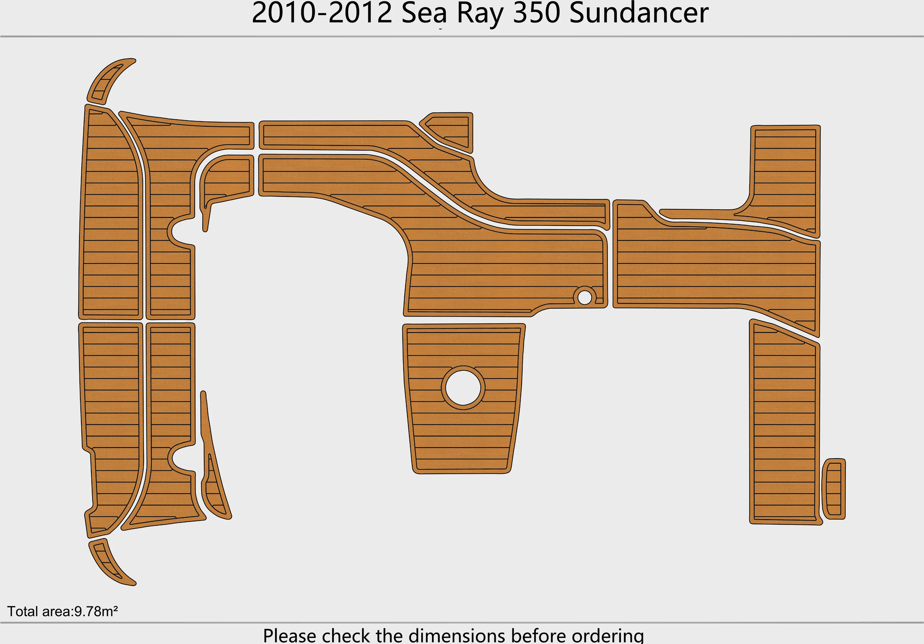 Eva foam Fuax teak seadek marine floor For 2010-2012 Sea Ray 350 Sundancer Cockpit Swim platform 1/4