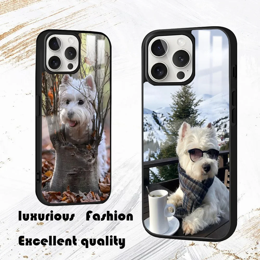 west highland white terrier Phone Case For iPhone 16 15 14 13 12 11 Pro Max Plus Mini PC Fashion mirror phone case