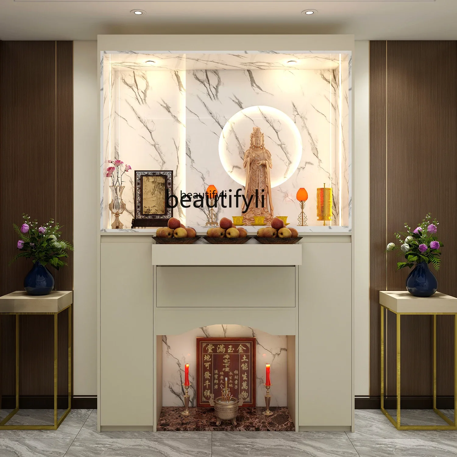 

A07 Double Buddha cabinet, Buddhist niche, Buddhist door, standing cabinet, incense table, sacred cabinet, Chinese-style altar t