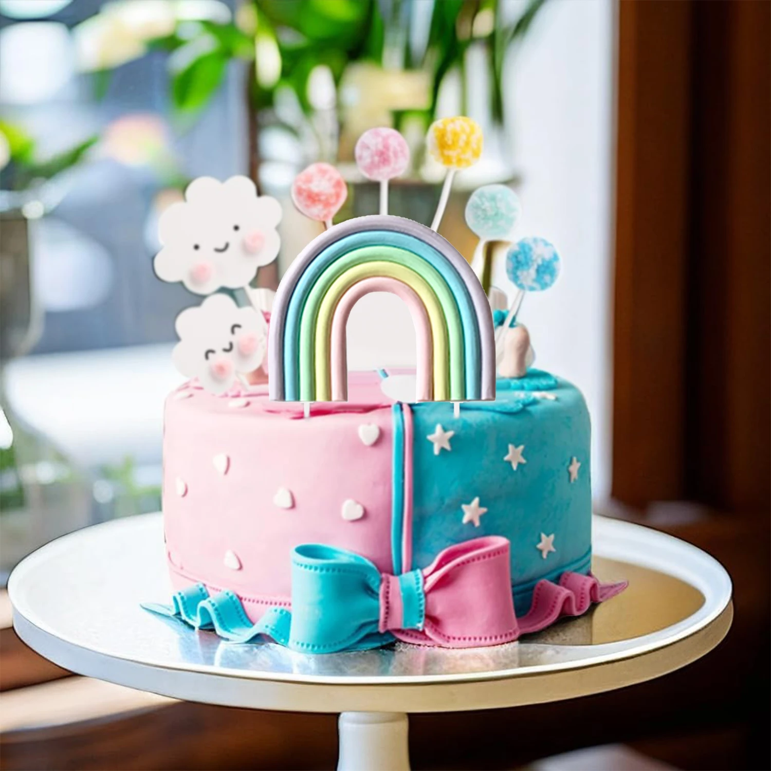 Regenbogen-Kuchendekorationen – bunter Regenbogen-Cupcake-Topper, personalisierter Tortenaufsatz für alles Gute zum Geburtstag – Detail 2