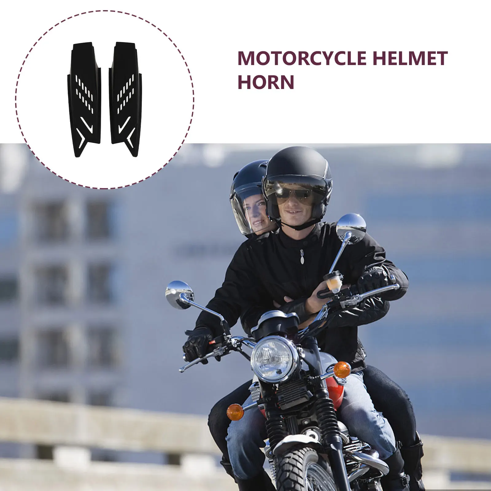 

2Pcs Plastic Horns Black Tiny Bright Decor Motorcycle Electric Car Helmets Accessories Stylish Plastic Horn nament