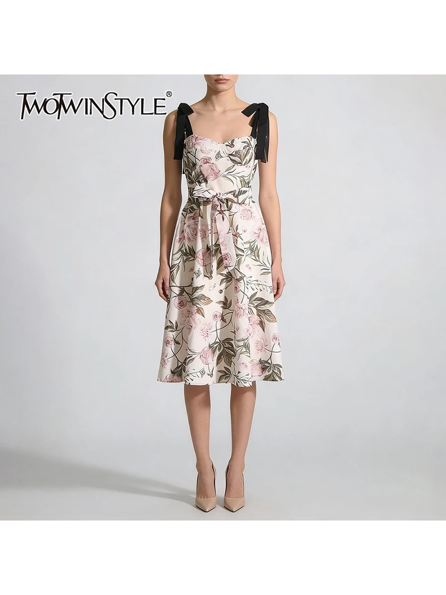 

Женское винтажное платье TWOTWINSTYLE с цветным принтом, бантом, квадратным вырезом, без рукавов, в стиле пэчворк, на шнуровке
