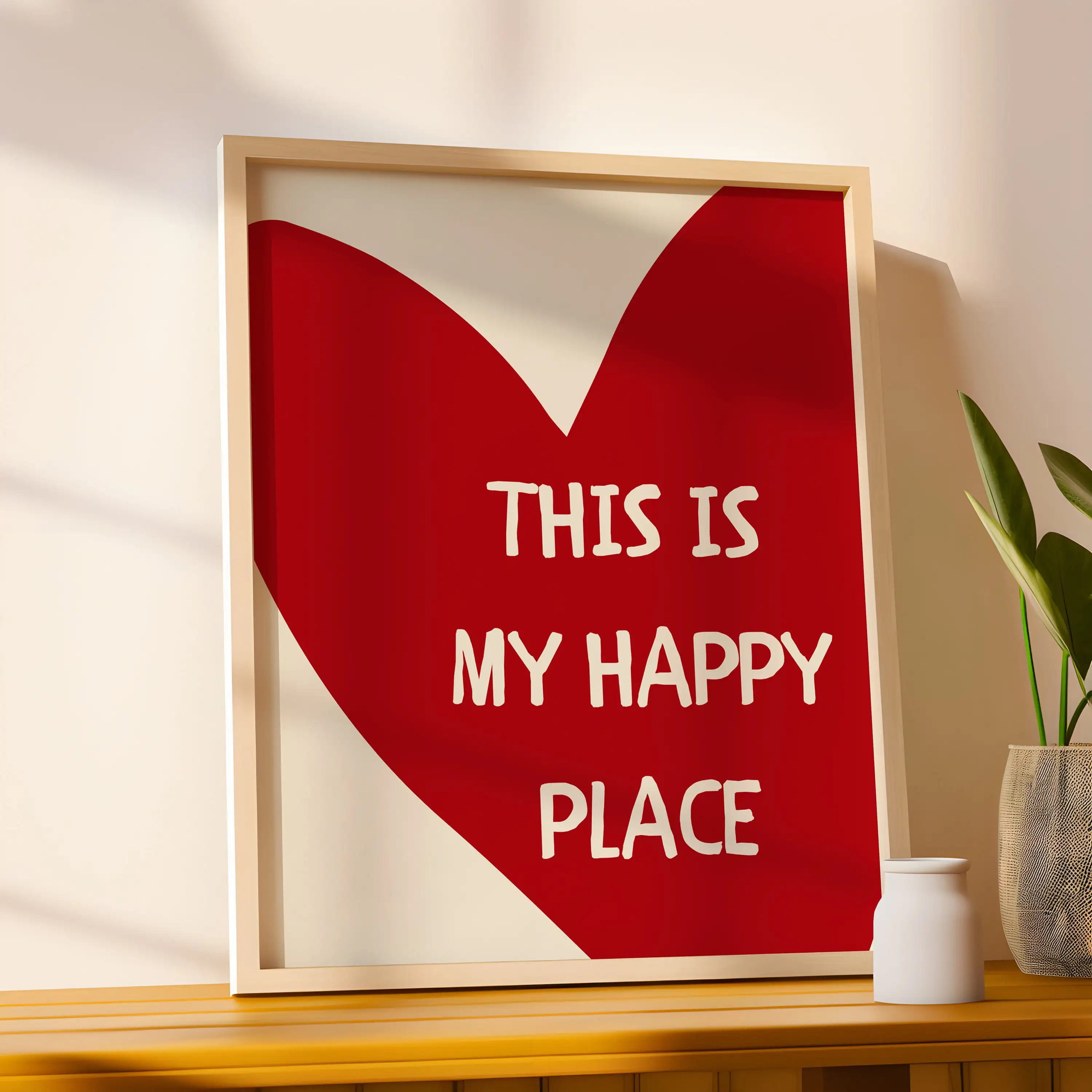 Retro This Is My Happy Place Canvas Prints Red Love Wall Art Posters for Modern Living Room Bedroom Dormitory and Home Decor