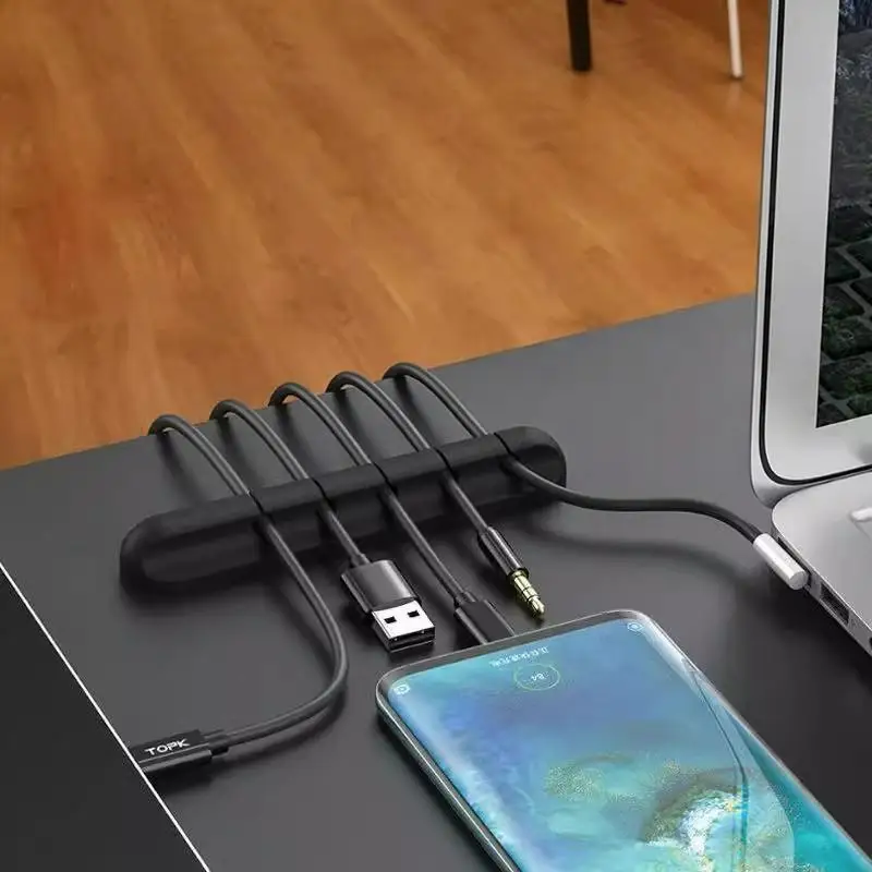 USB Cable Clip Winder Organizer 3PCS Round Easy to Install Charger Cord Holder Desktop Tidy for Home Office Use