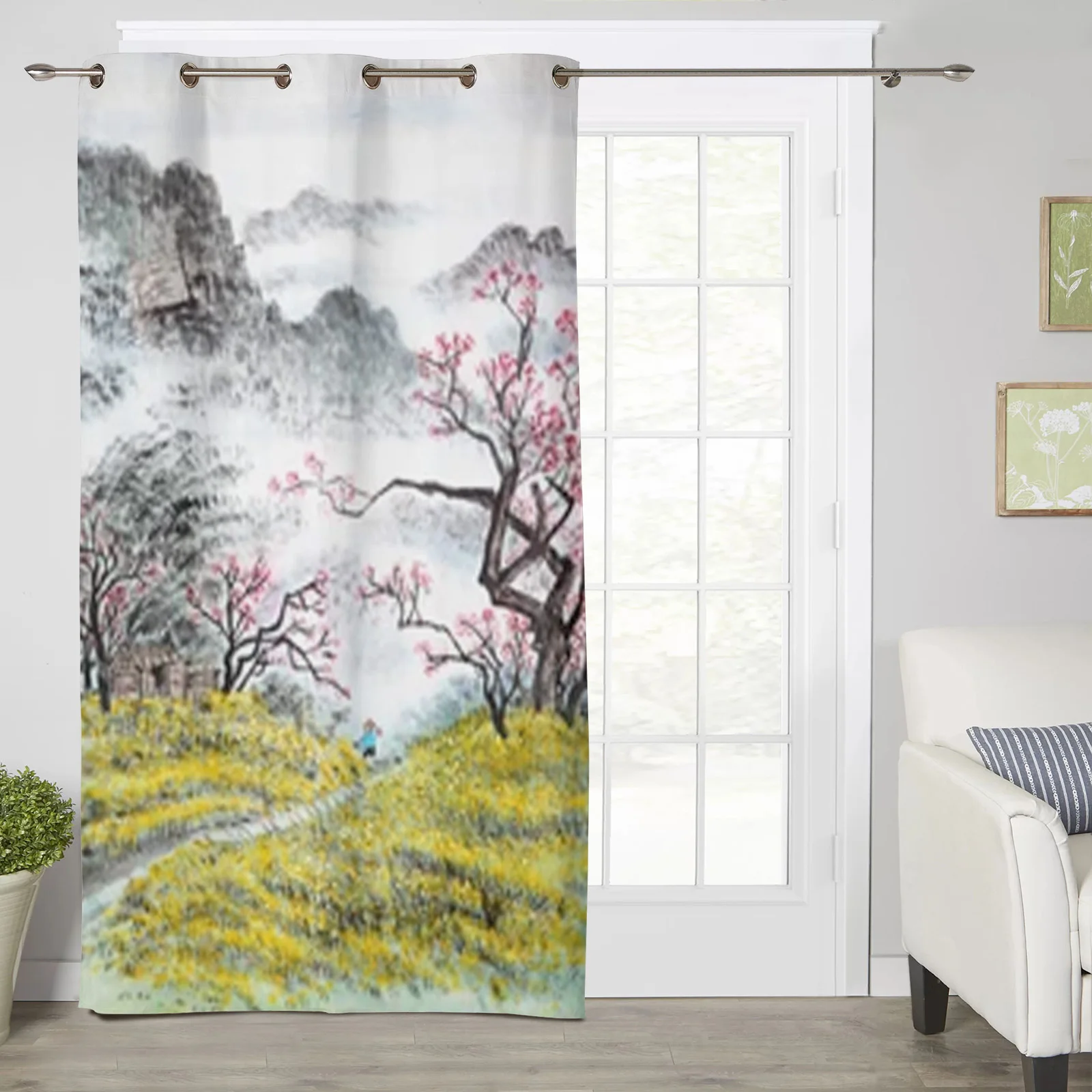 Traditional Chinese Painting Window Curtains For Living Room Bedroom Luxury Modern Kitchen Curtains Fabric Drapes