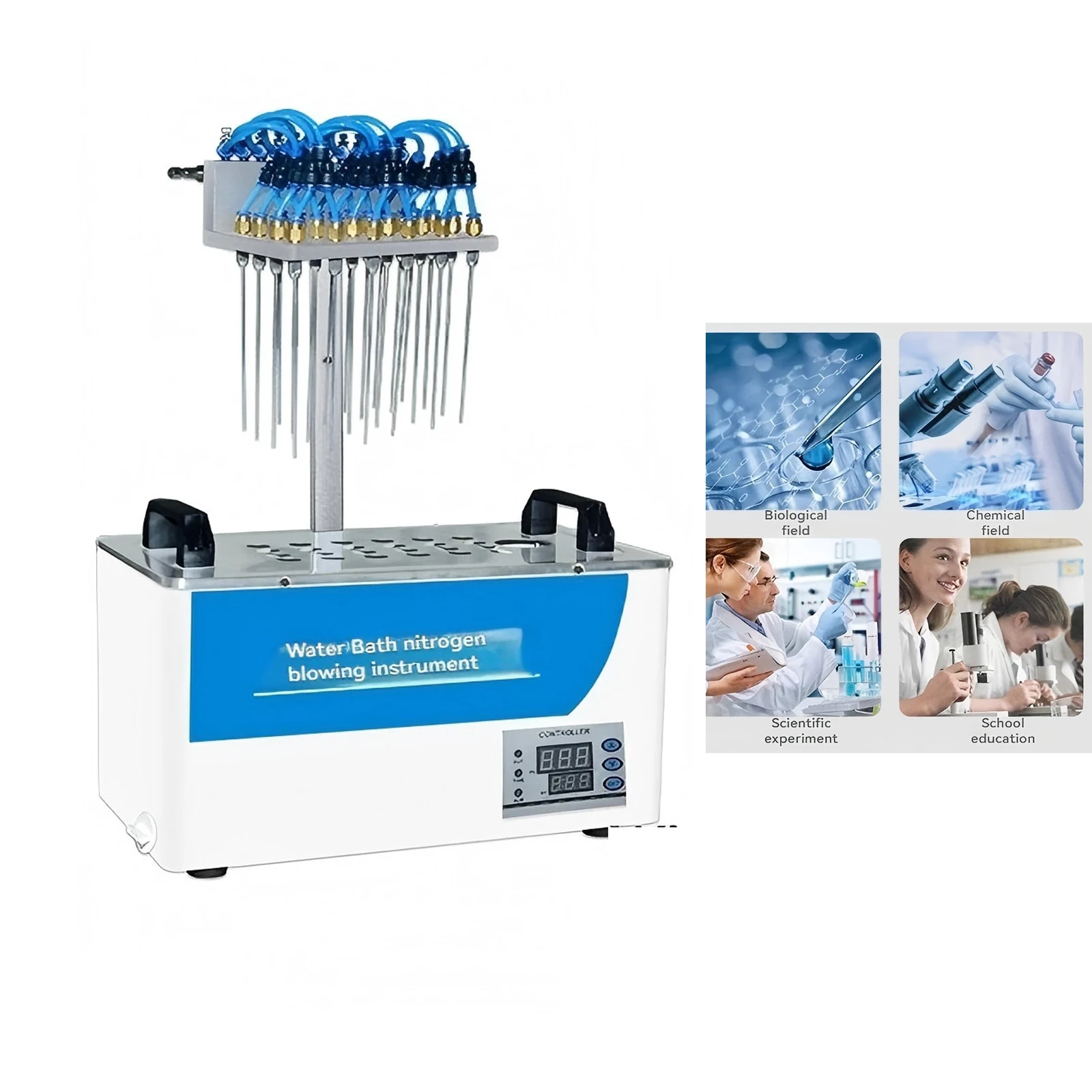 

Digital Display Heating Constant Temperature Control Laboratory Water Bath Nitrogen Blowing Instrument 24 Holes