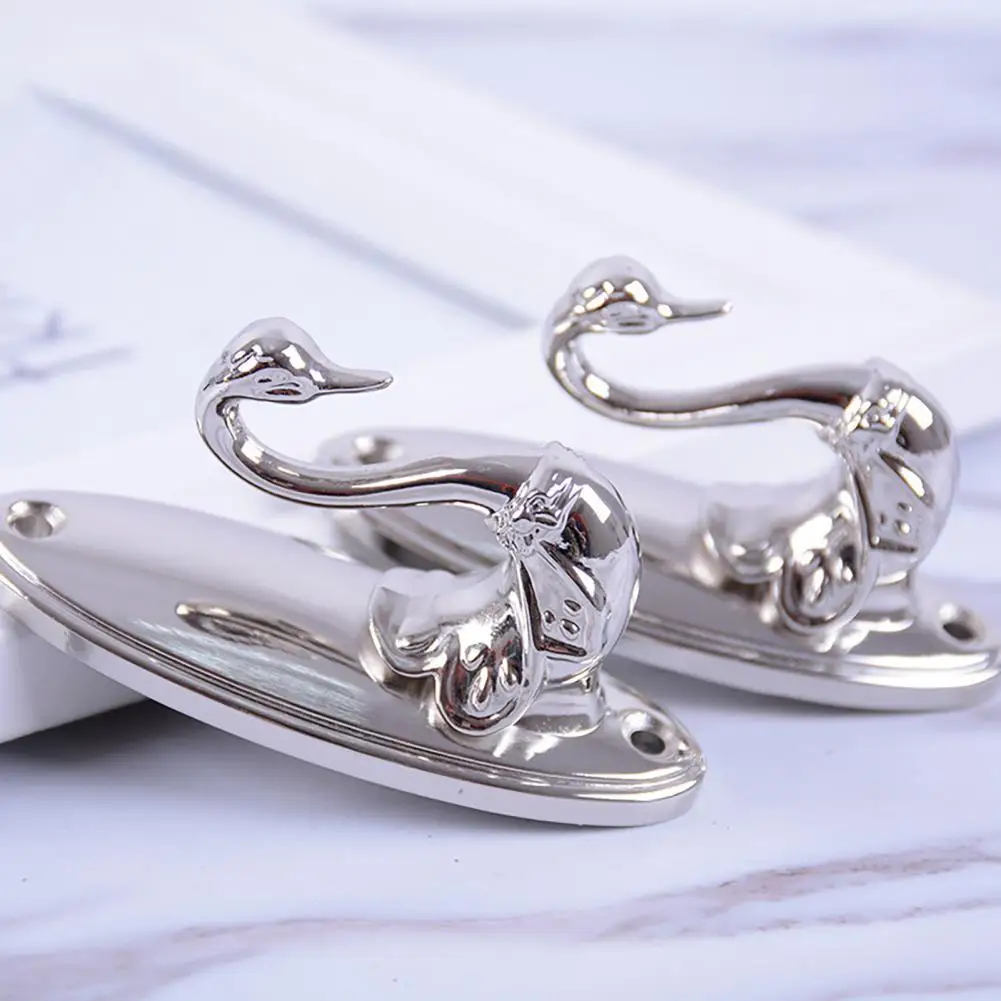 2Pcs Tieback Hook Wall Mounted Delicate Cast Detail Swan Shape Zinc Alloy Curtain Hanger Hook for Living Room