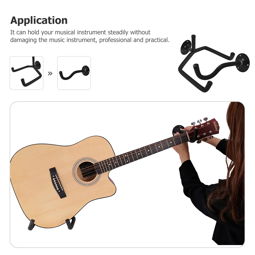 Detachable Diagonal Display Guitar Hanger Black 2pcs/set G8b Mount Horizontal Stand Ukulele Wall for Shop Iron Rack