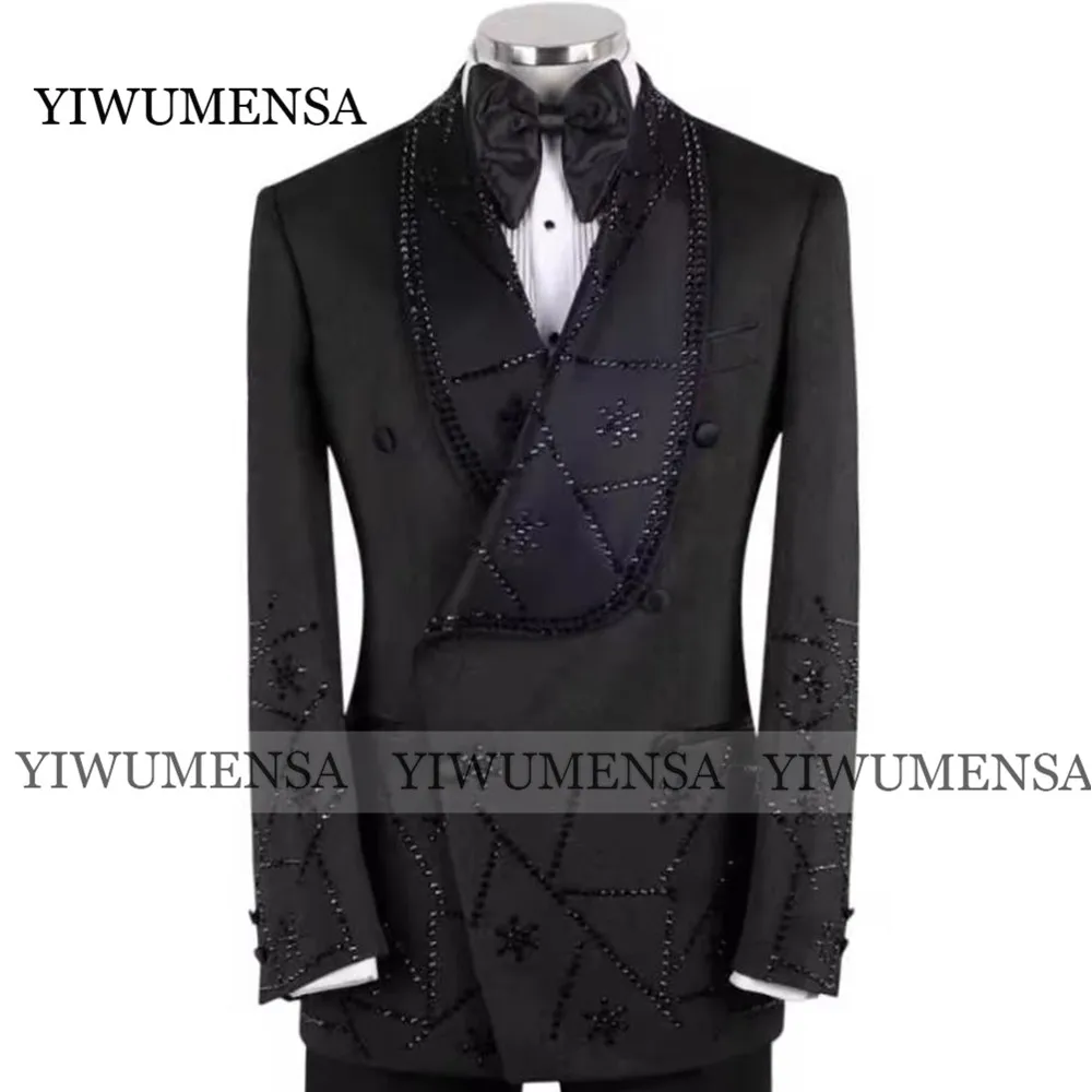 

Fashion Men's Suits Blazer 2-Piece Double Breasted Formal Evening Blazer Customized Plus Size Wedding Tuxedo Trajes Para Hombre