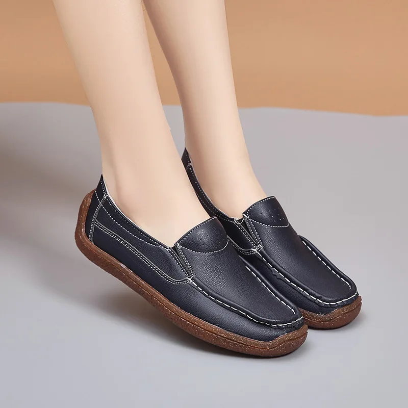 กล้ามเนื้อวัวแต่เพียงผู้เดียวรองเท้าแตะรองเท้ารอบ Toe Flats