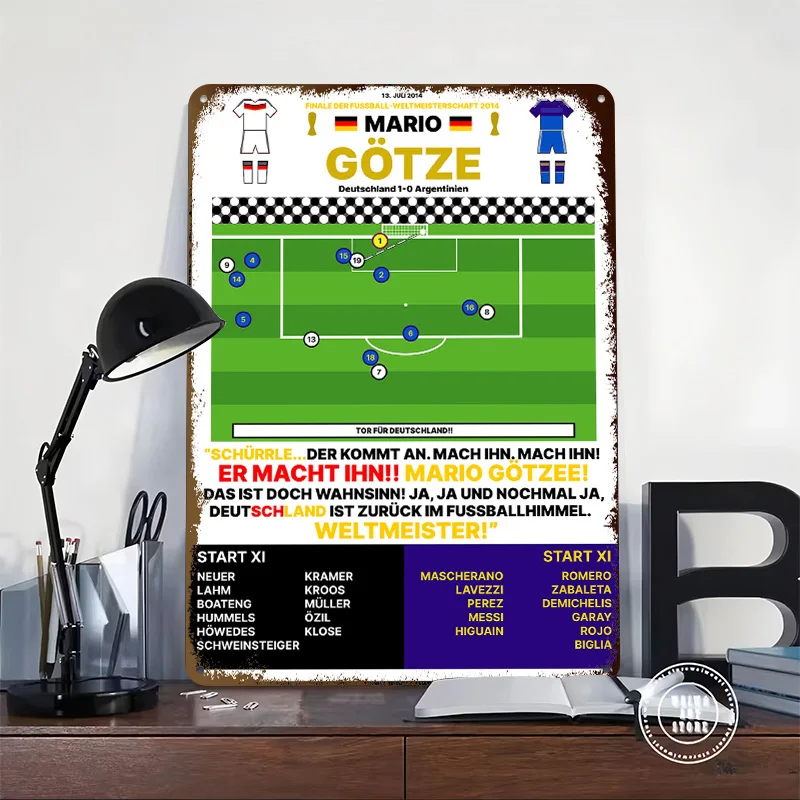 Mario G??tze Finaltor WM Finale 2014 Printed Poster Customized Wall Art Retro Vintage Metal Tin Signs for Room Office Decoration