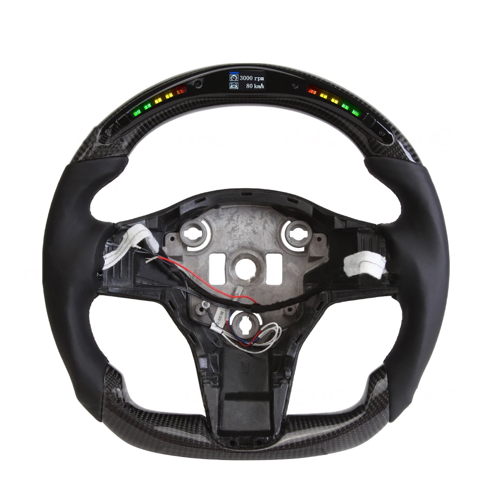 

LED Smart Carbon Fiber Steering Wheel Compatible with Tesla Model 3 Tesla Model Y Custom Car Steering Wheel