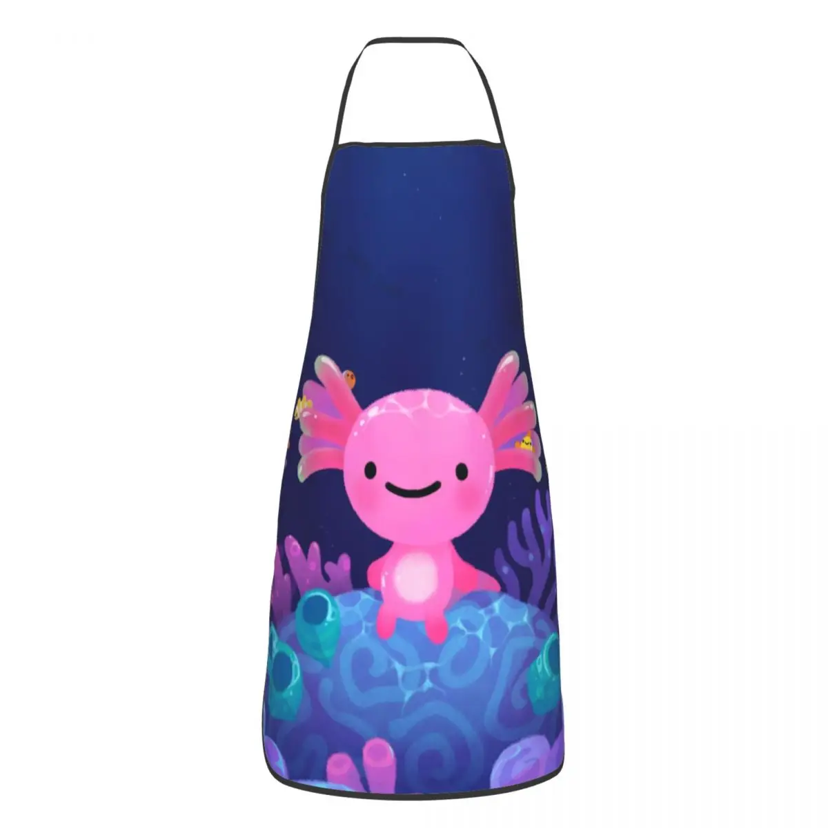 Coral Axolotl Apron Women Men Unisex Bib Mexican Sea Animal Kitchen Cooking Tablier Cuisine Chef Painting