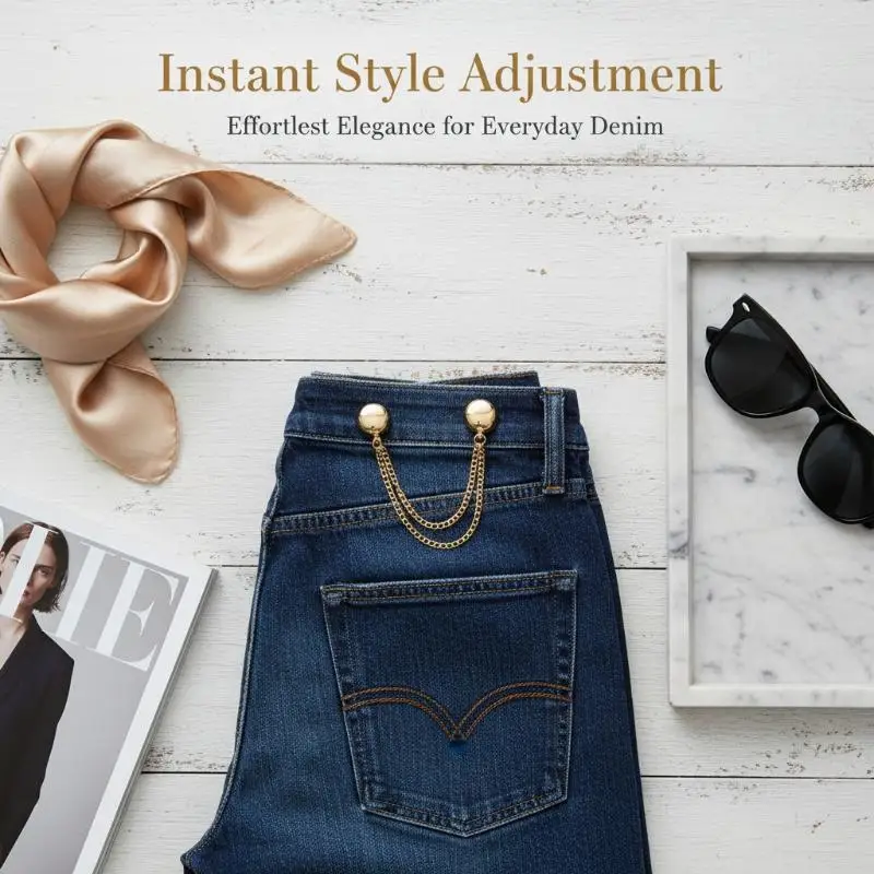 2Pcs Metal Magnetic Clothing Fastener Clip, Portable Chain Design Magnet Pin for Scarf Trouser Cuff Daily Fixing