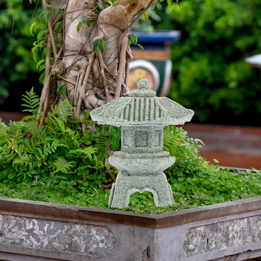 

2Pcs Mini Garden Tower Lamp Decoration Stone Pagoda Ornament for Outdoor Indoor Use Bonsai Yard Landscape Decor
