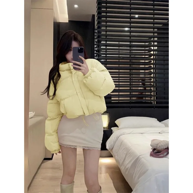 Women's Short Thickened Cotton Jacket Autumn Winter New Style Stand Collar Loose Outerwear Fashionable Commute Urban Style