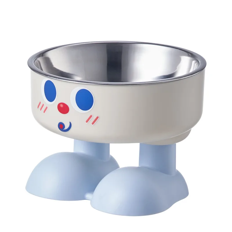 OUZEY RVS Voerbak voor Huisdieren - Nekbeschermend, Anti-Kantel, Katten/Honden Voerbak, Schattige Stijl, Puppy Waterbak, Antislip Kattenbak