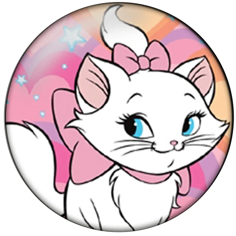 24pcs Cartoon Cute Cat Animal Painting Glass Snap Button Round Photo Glass Cabochon Demo Flat Back Making Findings H027
