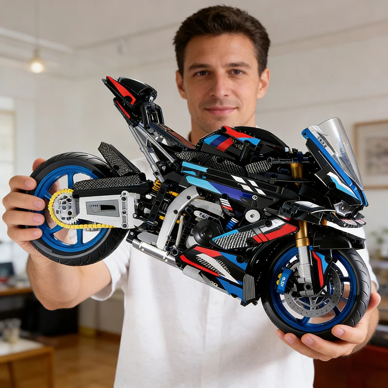 2000 stuks Racing Motorcycle V4S Bouwstenen Set, 1:5 Sportwagen Model Kit, STEM Bricks Speelgoed voor Tieners Volwassenen, Cadeaus voor Jongens Meisjes
