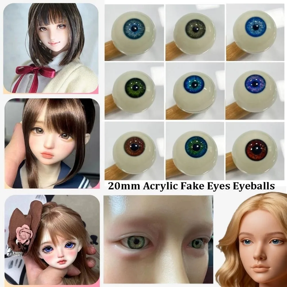 1pair 20mm Acrylic Fake Eyes Eyeballs with 3 Dimensional Fitting Eye 10 Styles DIY Doll Making Crafts