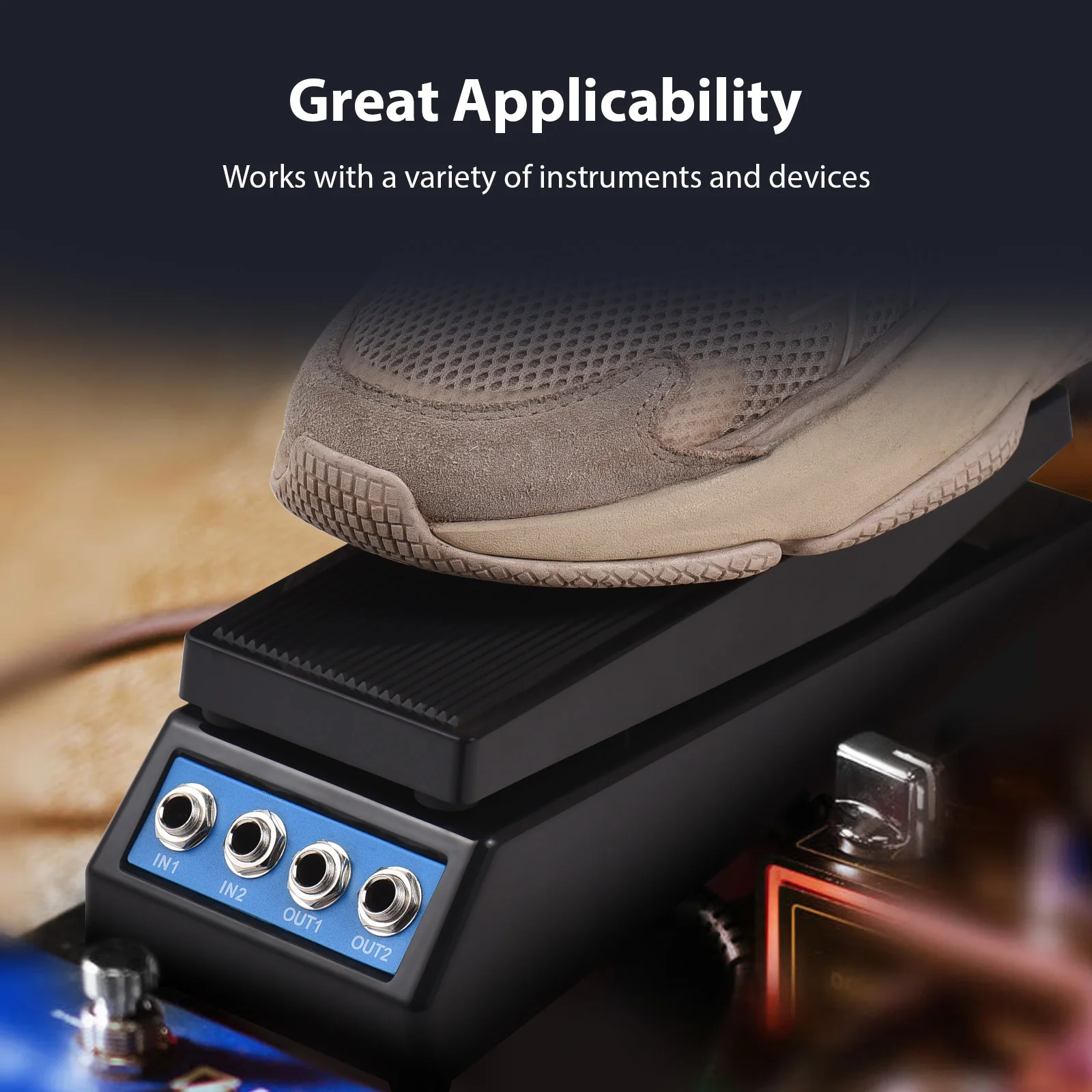 Guitar Pedal Professional Guitar Volume Pedal Volume/Classic Wah Sound Mono/Dual Channel 6.35mm Input/Output Guitar Volume Pedal