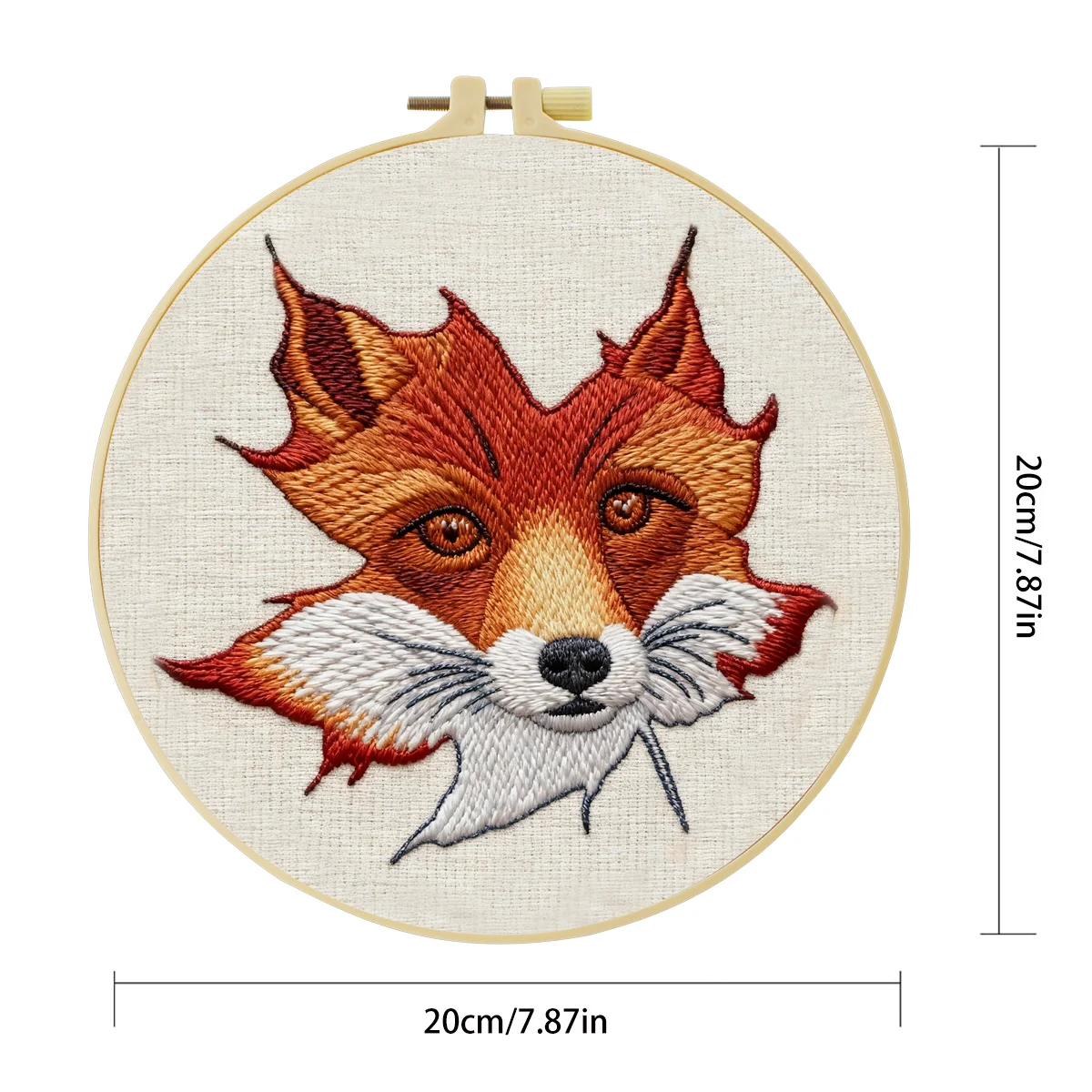 1 Stück 20X20CM/15X15CM 7,87/6,3 Zoll Fuchs-Stickerei-Starter-Kit DIY-Kit DIY-Stickerei-Set Handarbeiten Nadelkunst Heimdekoration – Detail 5
