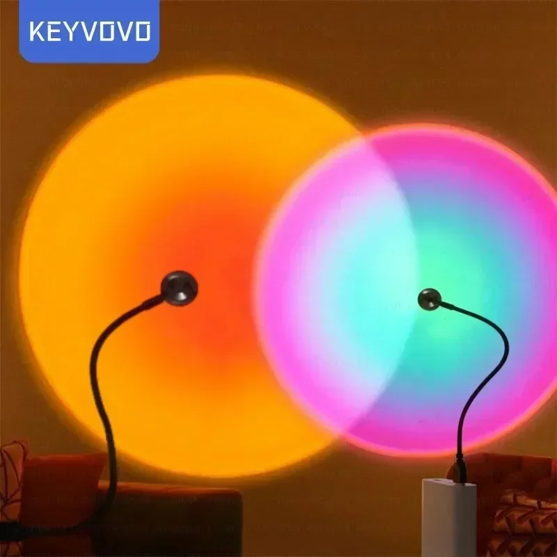 

Sunset Lamp Light Rainbow Neon Night Projector USB Photography Wall Atmosphere Selfie LED Lighting Bedroom Home Decor Gift Live