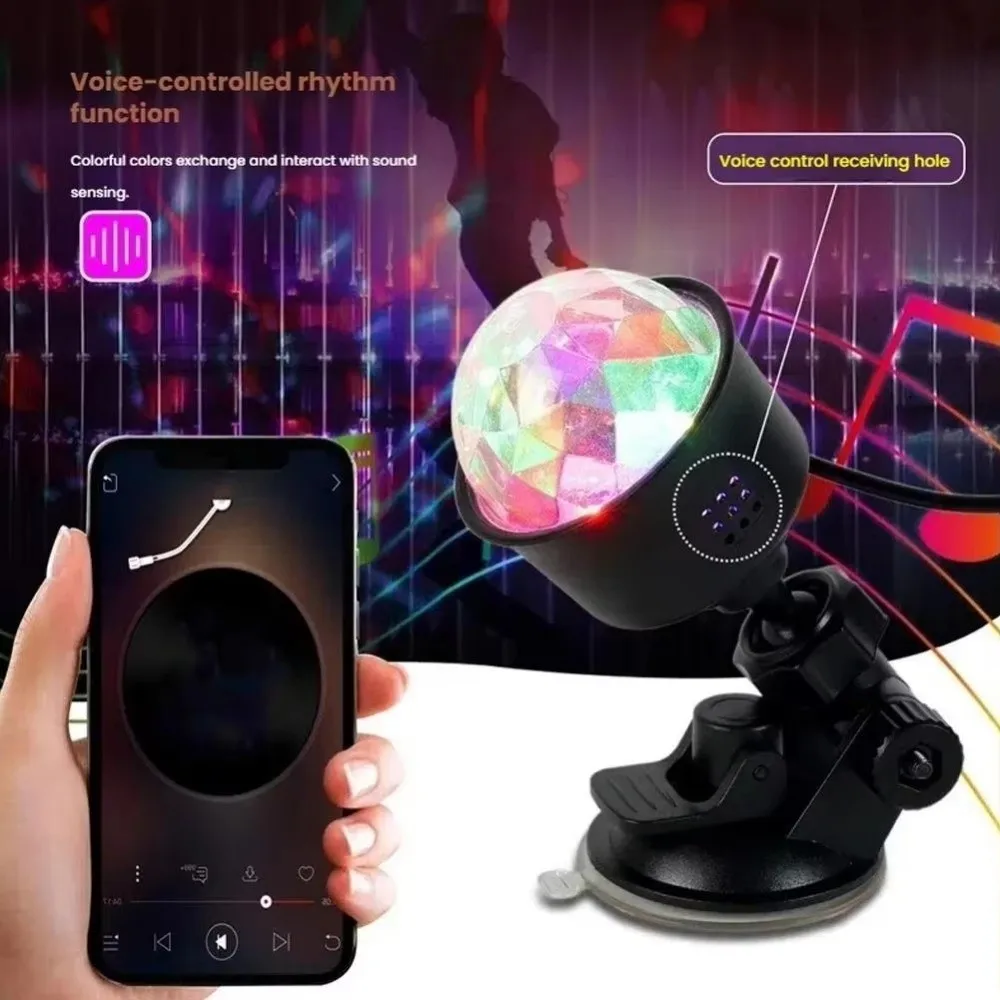 7 Colors Projector Light USB Plug Suction Cup Stage Lamp with Remote Control 360 Degree Rotating Disco Ball Lamp