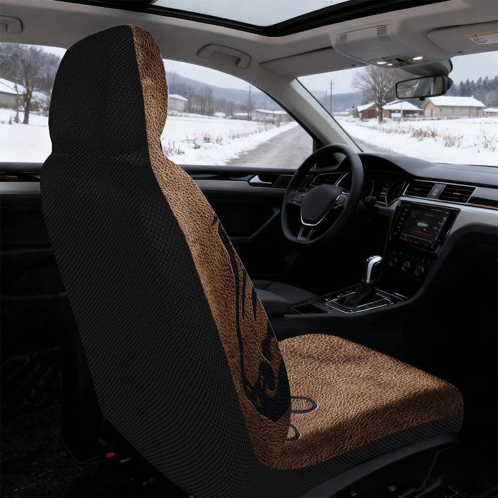 2D Flat Printing, 2pcs Car Seat Covers, Car Seat Cover For Decoration, Horse Head Drawing Pattern, Universal Fit Seat Covers, Ea