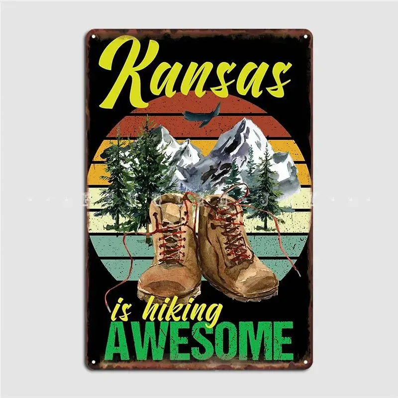 Kansas Is Hiking Awesome Metal Sign Club Party Mural Retro Plaques Tin Sign Posters