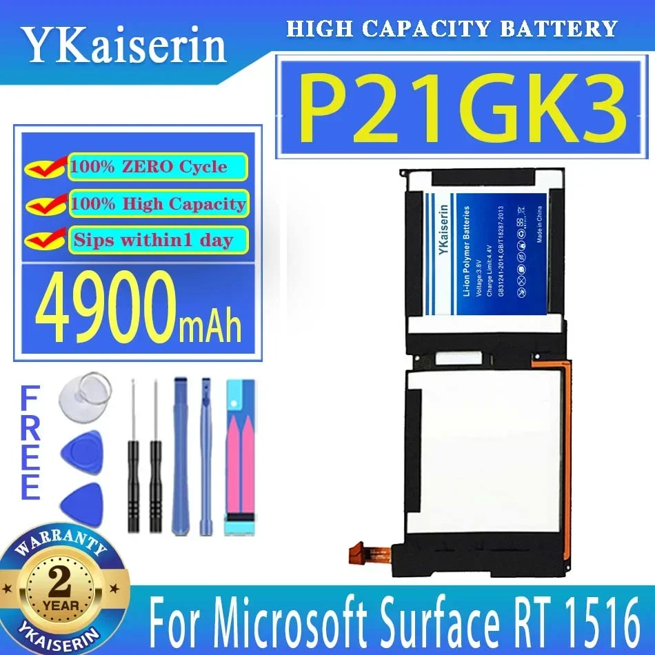 

YKaiserin Battery P21GK3 4900mAh For Microsoft Surface RT 1516 Tablet PC 21CP4/106/96 7.4V Bateria