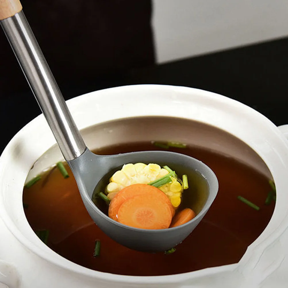 

3 in 1 Silicone and Wood Handle Cooking Utensils Set Shovel Spoon Strainer Heat Cold Resistant Kitchen Supplies for Home Hotel