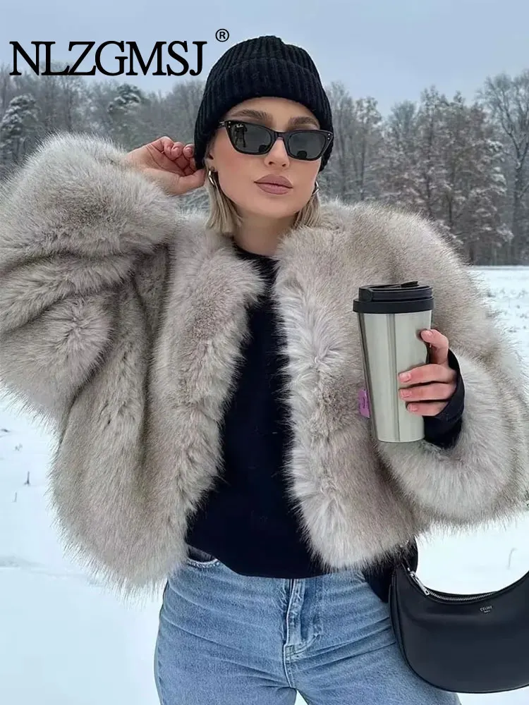 Traf 2024 Winter Frauen Pelzmantel warme Winter mode Langarm weibliche Mäntel Streetwear cremeweiße Damen Outwear