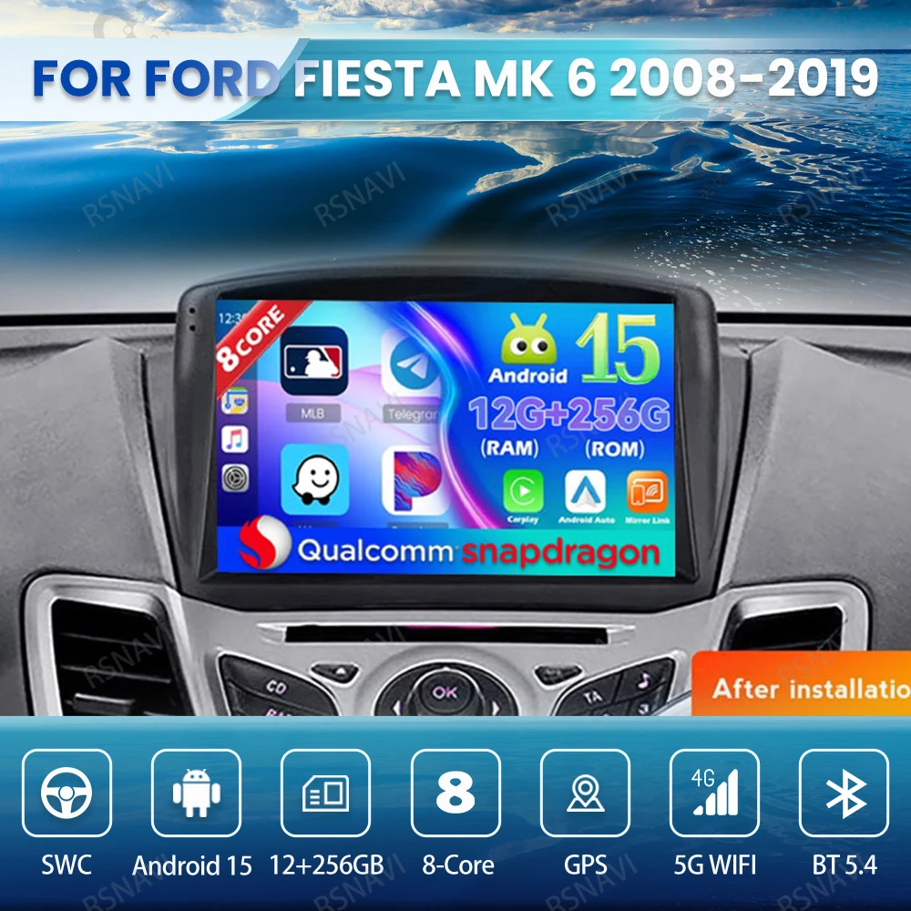 

Android 15 Car Radio For Ford Fiesta Mk 6 2008-2019 Viedo Player BT Wireless Carplay Auto Multimedia Navigation Head Unit 4G LTE